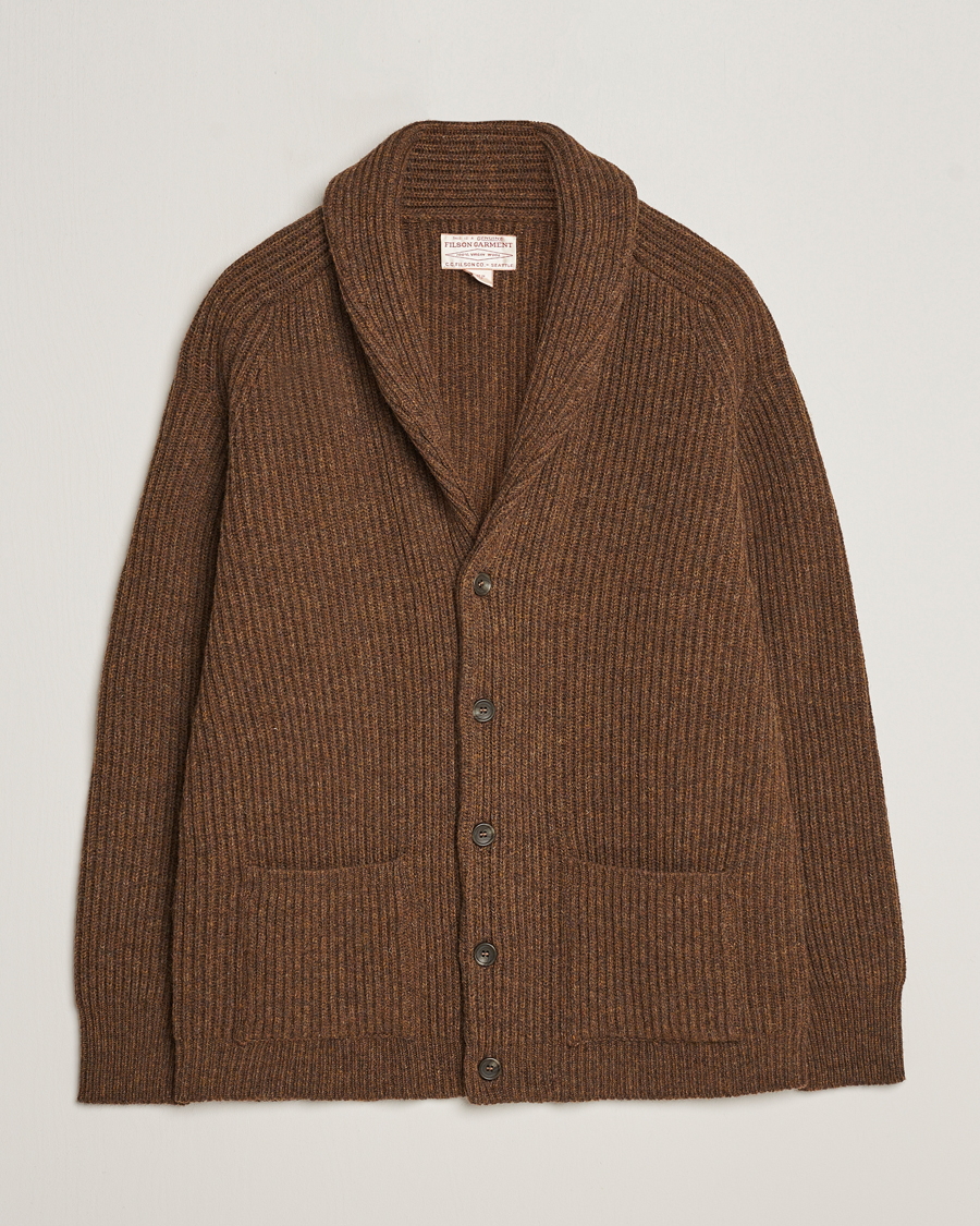 Herr | Tröjor | Filson | Bristol Wool Cardigan Brown Heather