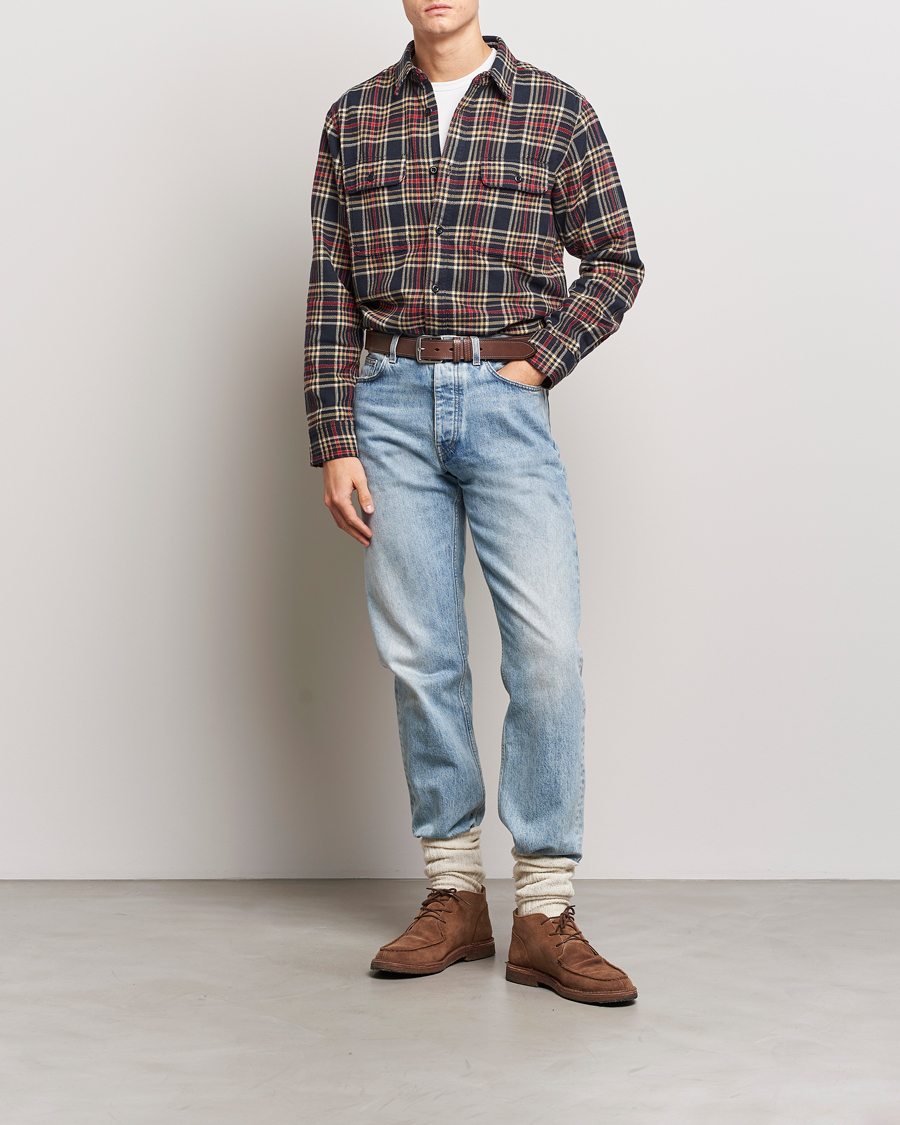 Herr | Skjortor | Filson | Vintage Flannel Work Shirt Navy/Ivory Red