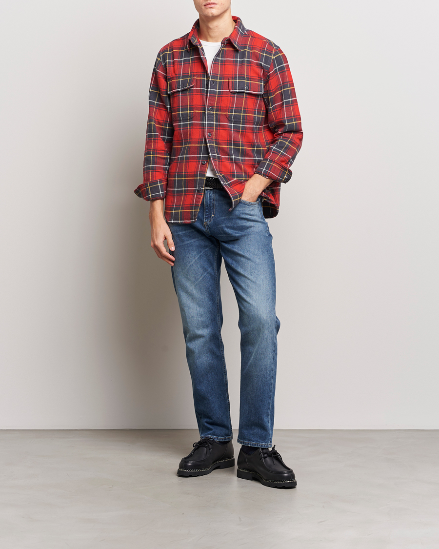 Herr | Skjortor | Filson | Vintage Flannel Work Shirt Red Charcoal Plaid