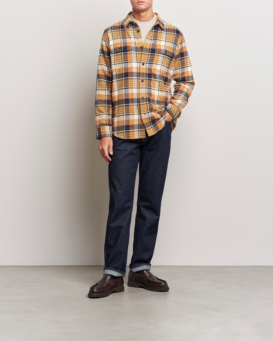 Herr | Skjortor | Filson | Vintage Flannel Work Shirt Navy/Cumin Red