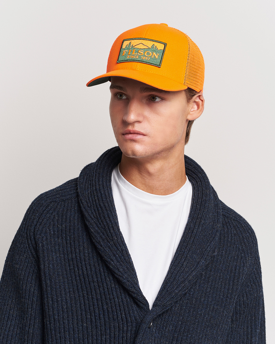 Herr | Filson Logger Mesh Cap Blaze Orange | Filson | Logger Mesh Cap Blaze Orange