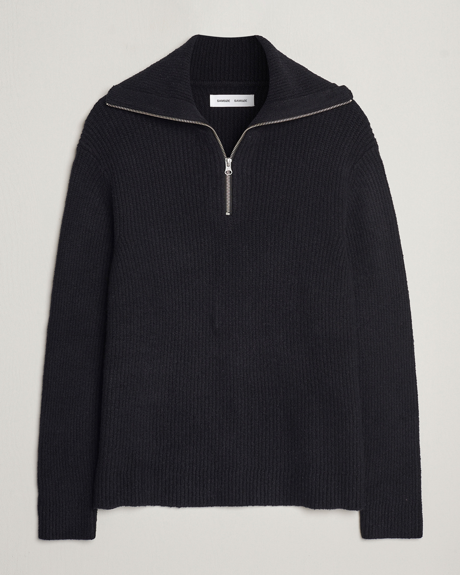 Herr | Tröjor | Samsøe Samsøe | Samsøe & Samsøe Alts Heavy Knitted Half Zip Black