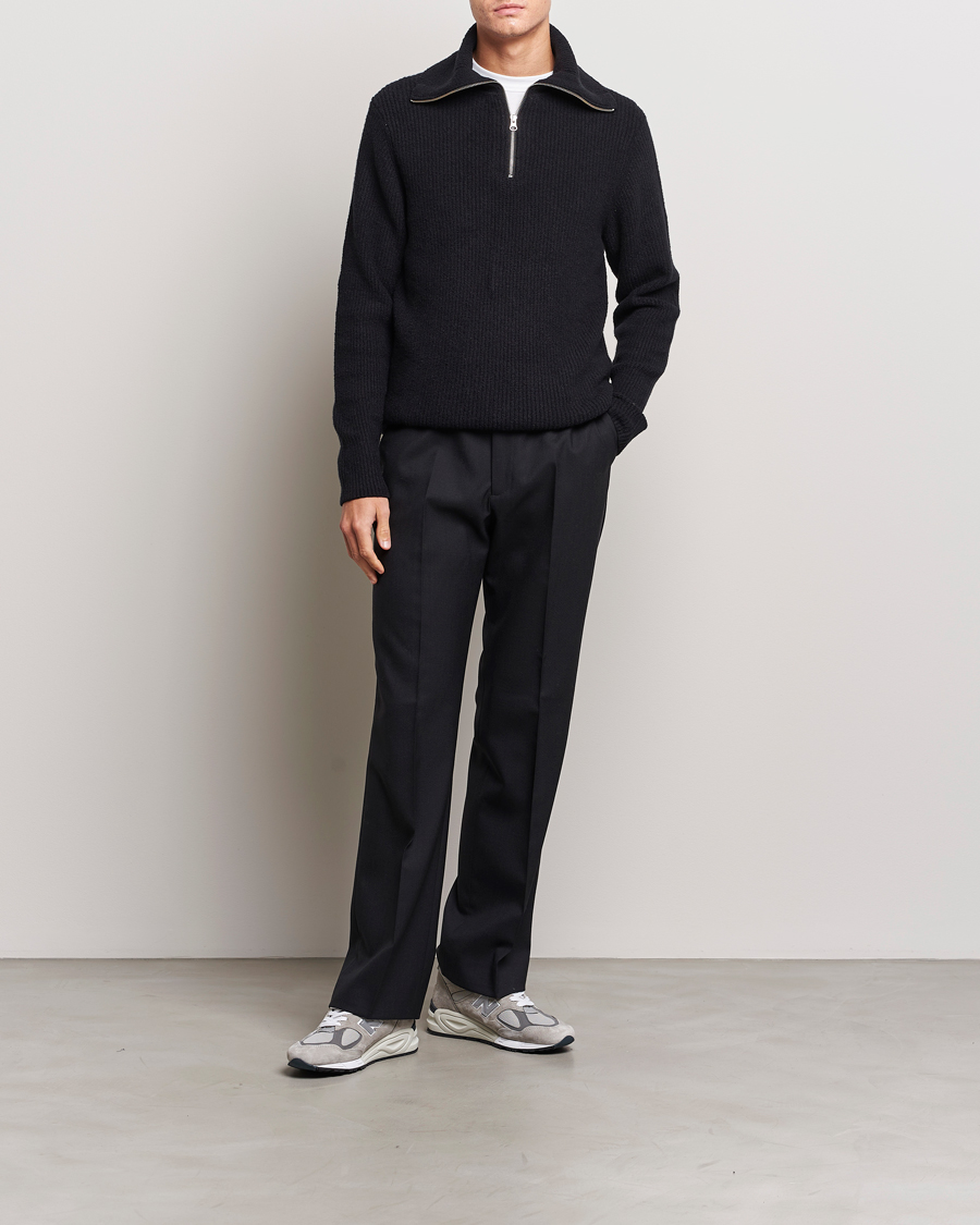 Herr | Tröjor | Samsøe Samsøe | Samsøe & Samsøe Alts Heavy Knitted Half Zip Black