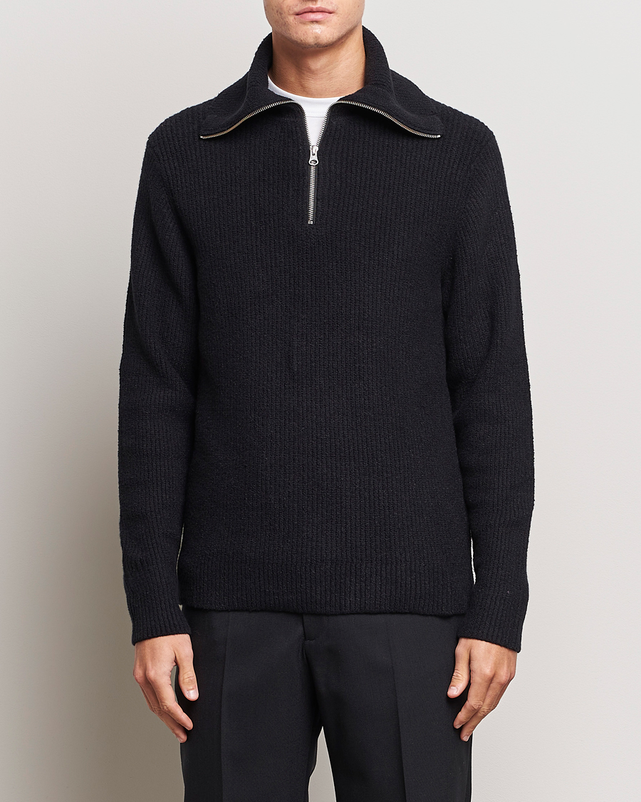 Herr | Tröjor | Samsøe Samsøe | Samsøe & Samsøe Alts Heavy Knitted Half Zip Black