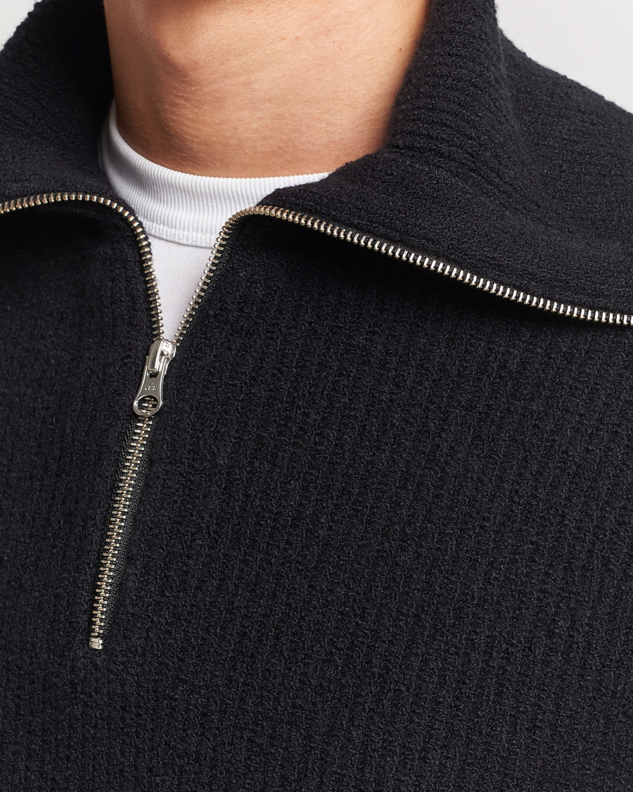 Herr | Tröjor | Samsøe Samsøe | Samsøe & Samsøe Alts Heavy Knitted Half Zip Black