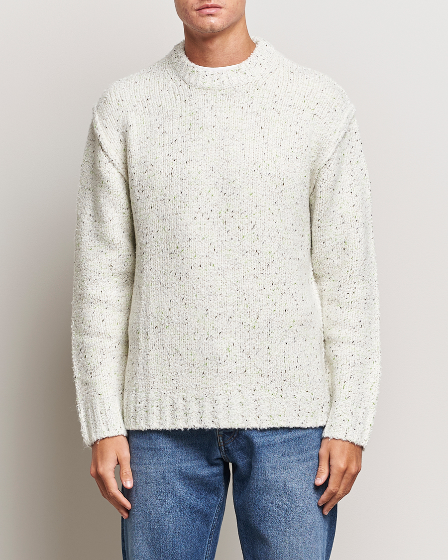 Herr | Stickade tröjor | Samsøe & Samsøe | Max Heavy Knitted Crew Neck White Neps