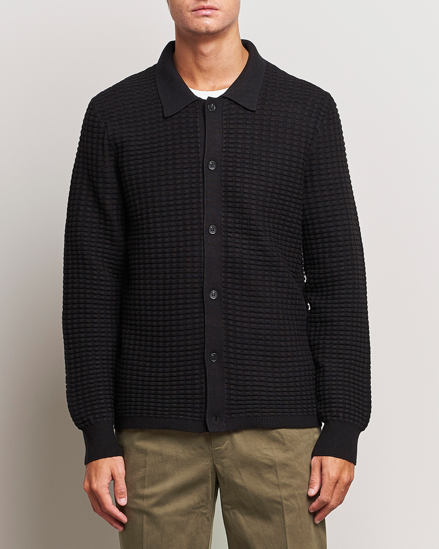 Herr | Tröjor | Samsøe Samsøe | Samsøe & Samsøe Jules Waffle Knitted Cardigan Black
