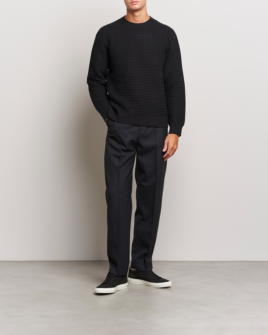 Herr | Tröjor | Samsøe Samsøe | Samsøe & Samsøe Jules Waffle Knitted Crew Neck Black