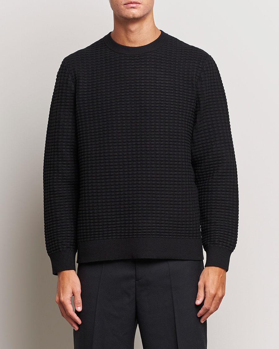 Herr | Tröjor | Samsøe Samsøe | Samsøe & Samsøe Jules Waffle Knitted Crew Neck Black
