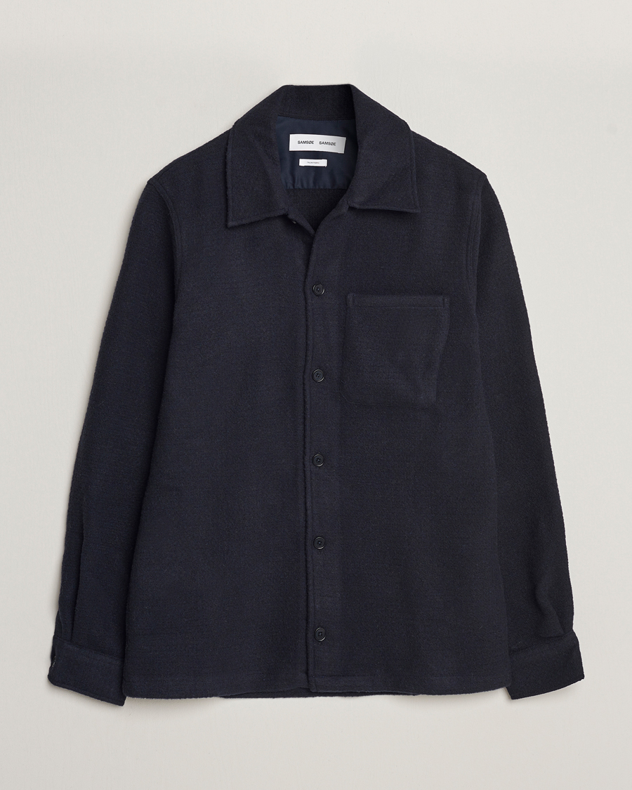 Herr | Skjortor | Samsøe Samsøe | Samsøe & Samsøe Taka Waffle Knitted Overshirt Salute Navy
