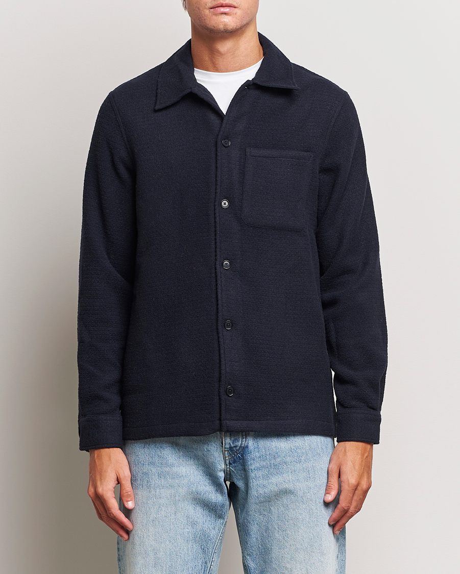 Herr | Skjortor | Samsøe Samsøe | Samsøe & Samsøe Taka Waffle Knitted Overshirt Salute Navy