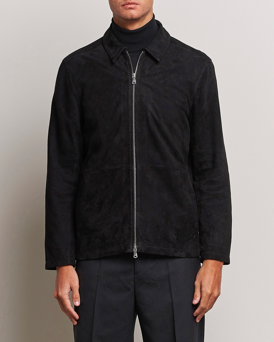 Herr |  | J.Lindeberg | Jonah Suede Zip Overshirt Black