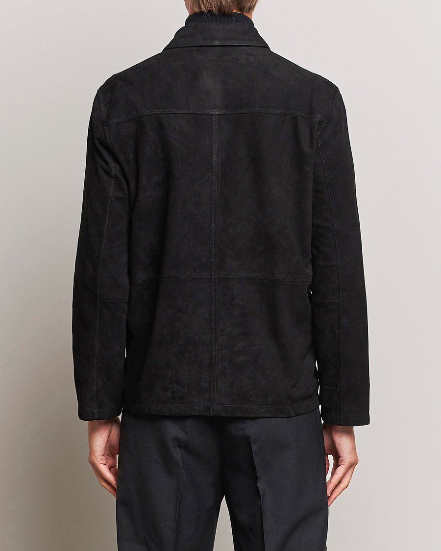 Herr | Jackor | J.Lindeberg | Jonah Suede Zip Overshirt Black