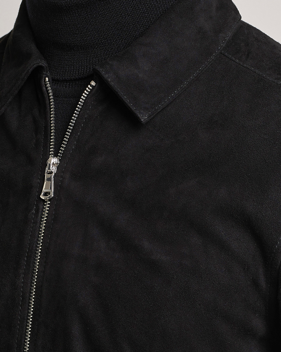 Herr | Jackor | J.Lindeberg | Jonah Suede Zip Overshirt Black