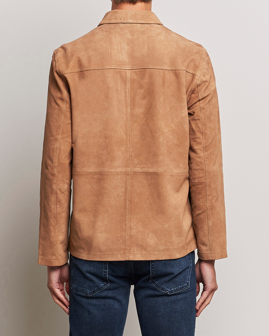 Herr | Jackor | J.Lindeberg | Jonah Suede Zip Overshirt Chipmunk