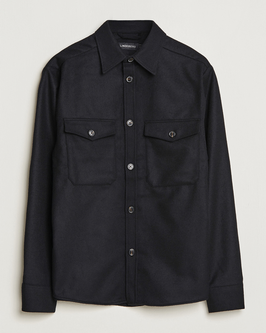 Herr | Skjortor | J.Lindeberg | Flat Wool Overshirt Black