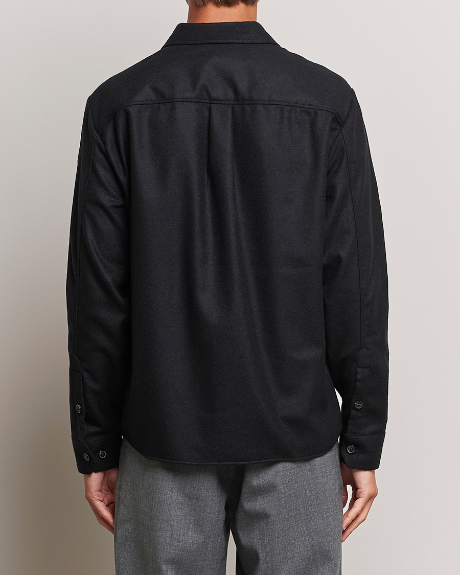 Herr | Skjortor | J.Lindeberg | Flat Wool Overshirt Black