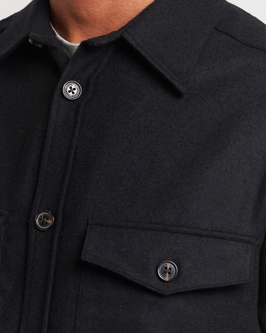 Herr | Skjortor | J.Lindeberg | Flat Wool Overshirt Black