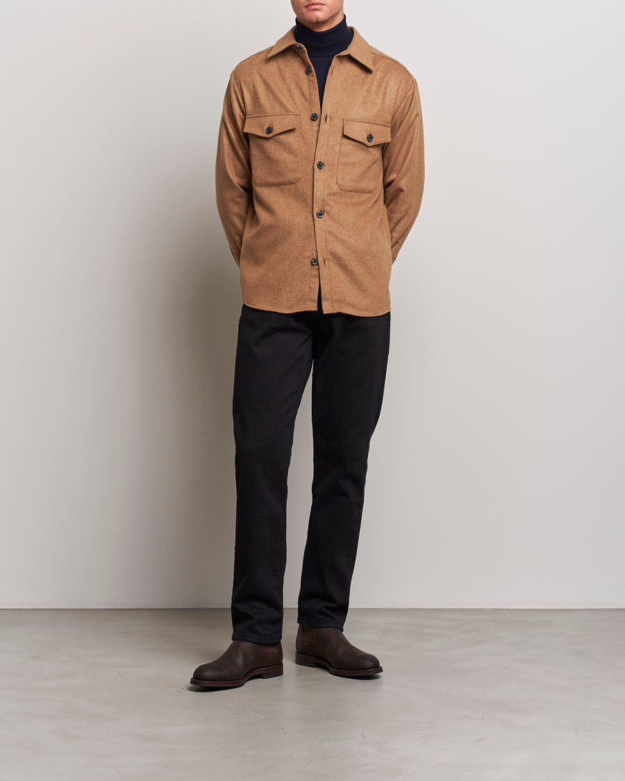 Herr | Skjortor | J.Lindeberg | Flat Wool Overshirt Chipmunk
