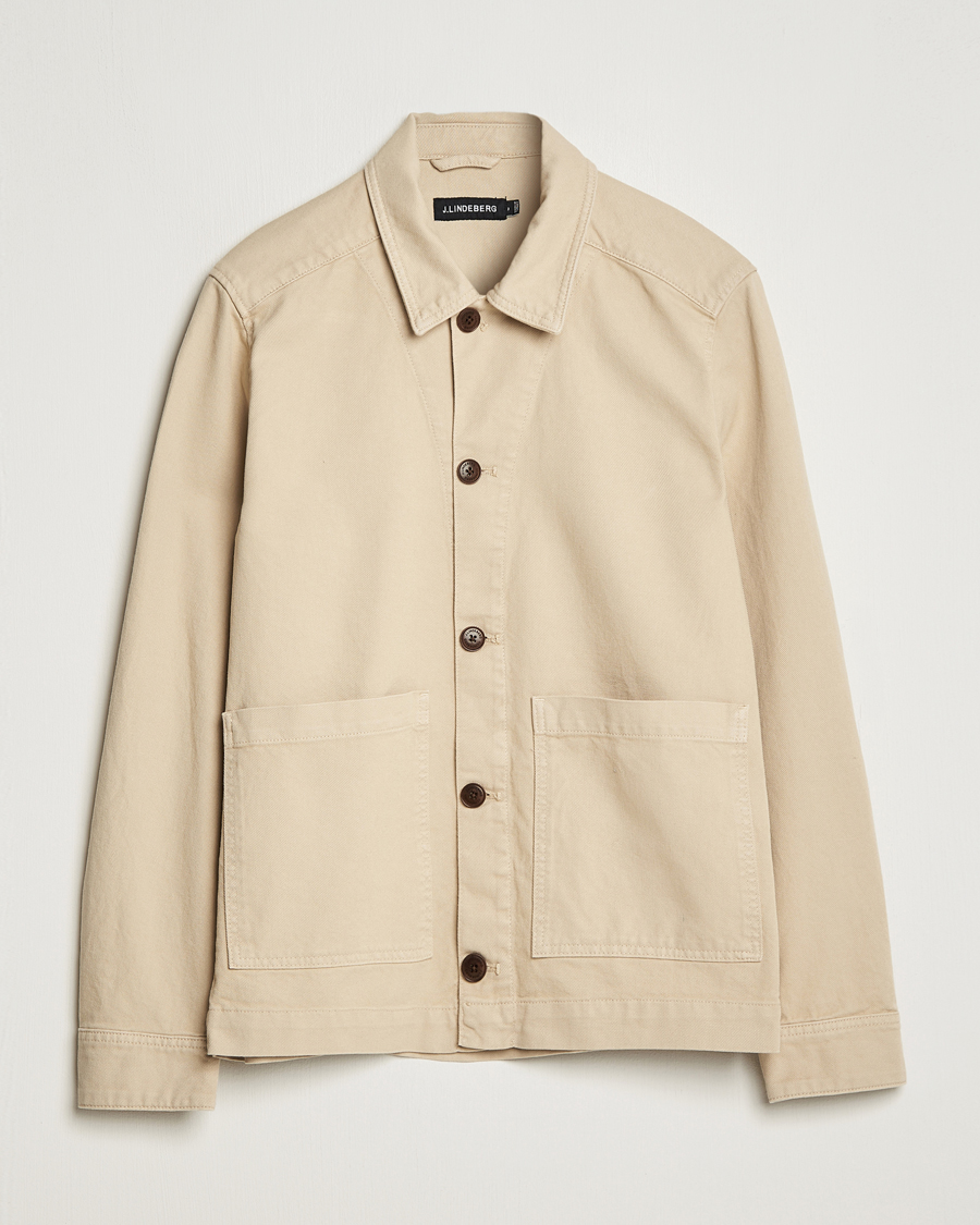 Herr | Skjortor | J.Lindeberg | Lando Organic Twill Overshirt Oyster Grey