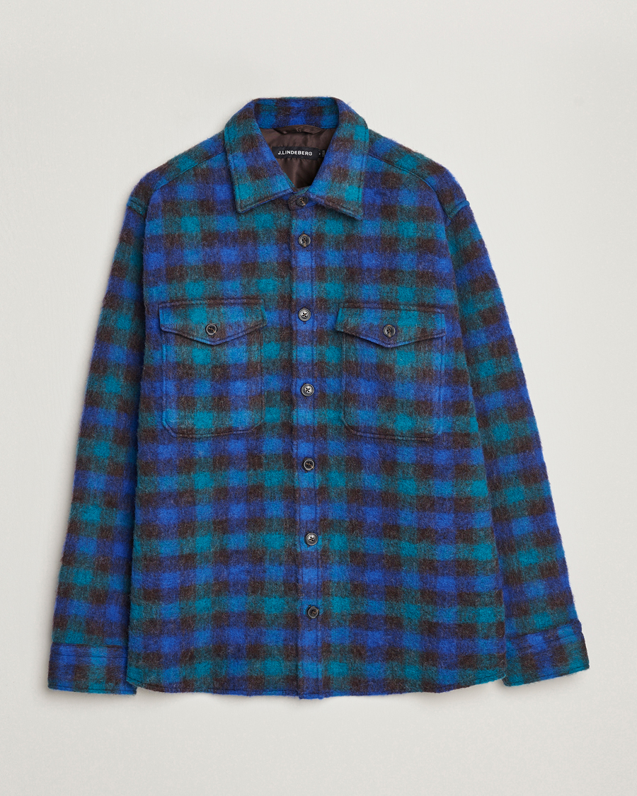 Herr | Jackor | J.Lindeberg | Carter Check Wool Mix Overshirt Surf The Web