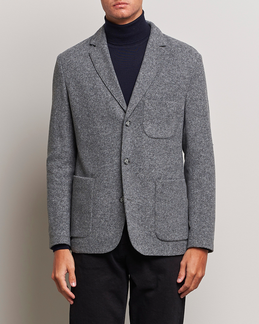 Herr | Kavajer | J.Lindeberg | Carlton Wool Cardigan Blazer Mid Grey Mel