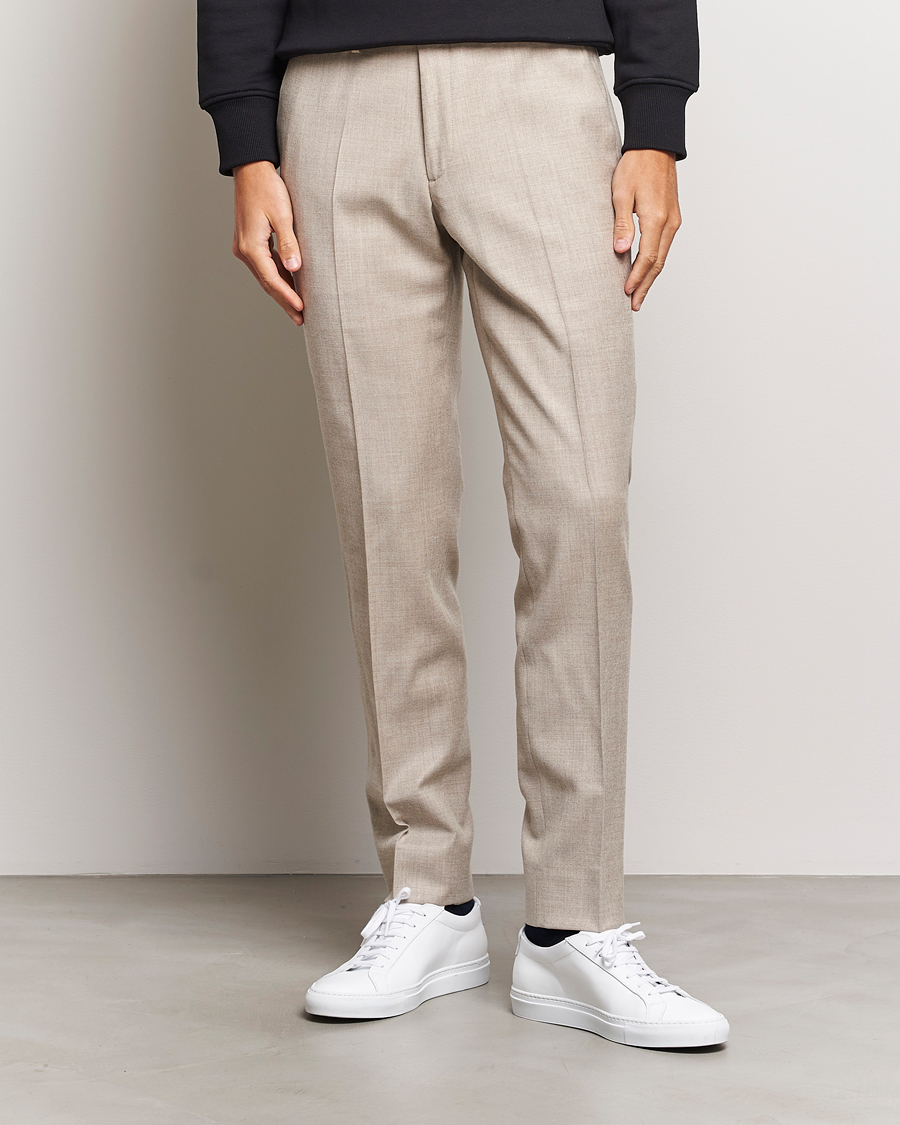 Herr | Byxor | J.Lindeberg | Grant Stretch Flannel Trousers Oyster Grey