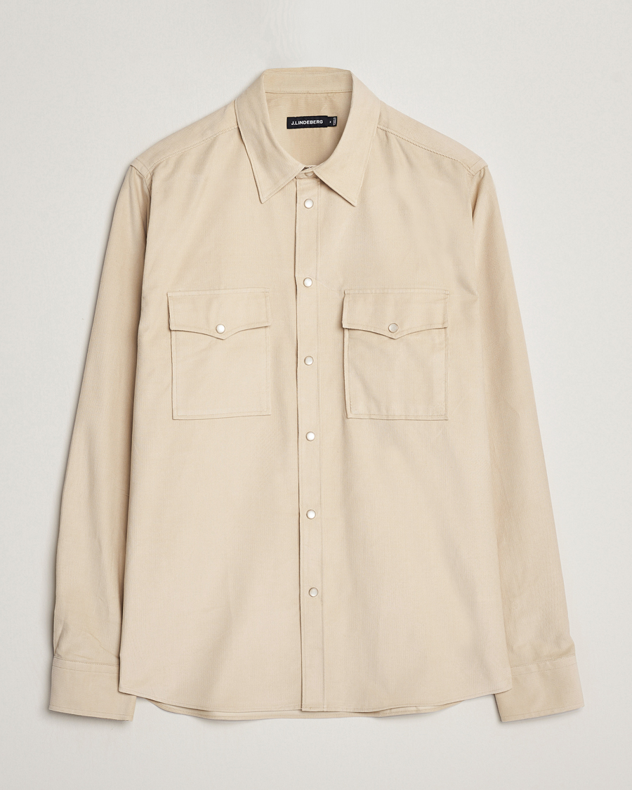 Herr | Skjortor | J.Lindeberg | Carlos Reg Cord Shirt Oyster Grey