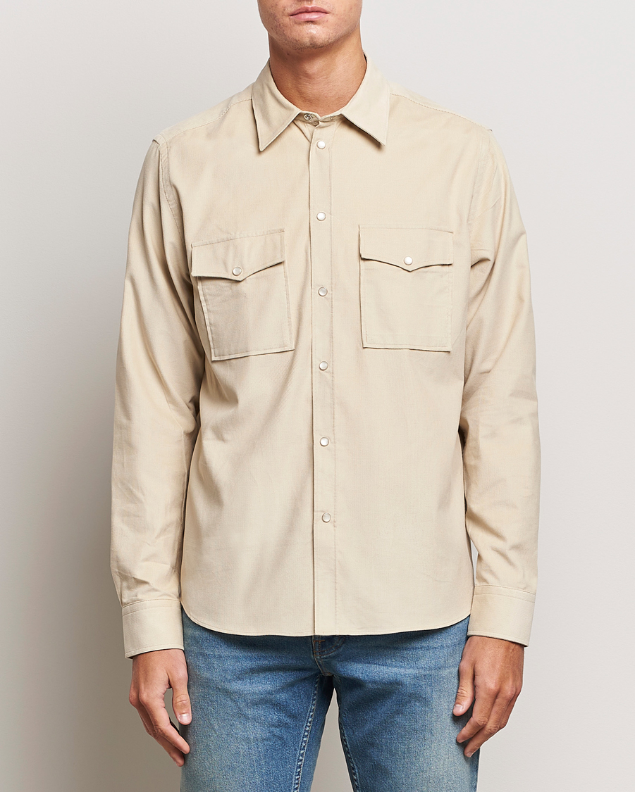Herr | Skjortor | J.Lindeberg | Carlos Reg Cord Shirt Oyster Grey
