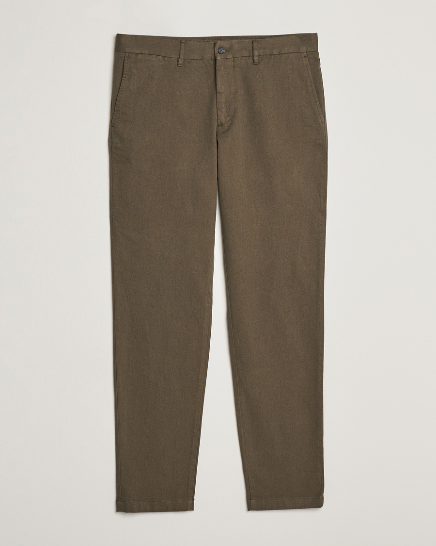 Herr | Byxor | J.Lindeberg | Chaze Flannel Twill Pants Forest Green