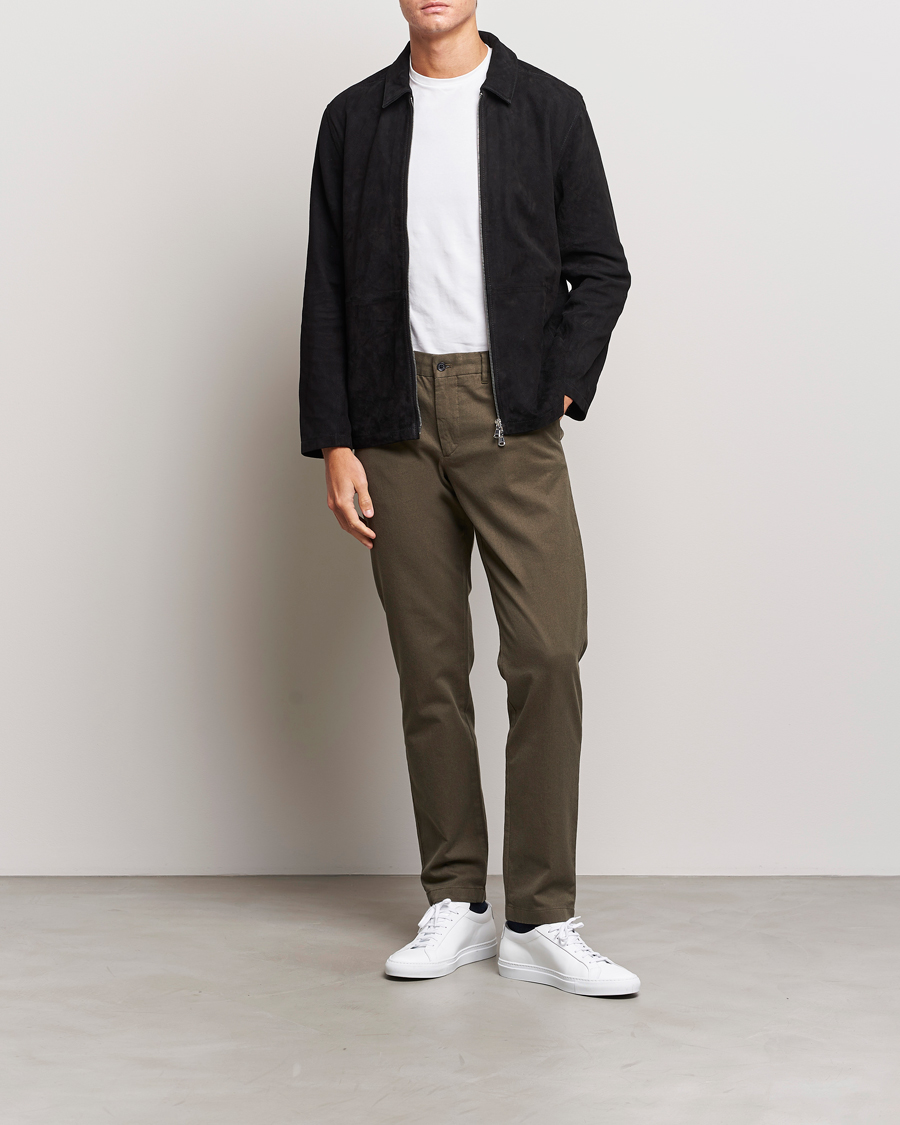 Herr | Byxor | J.Lindeberg | Chaze Flannel Twill Pants Forest Green