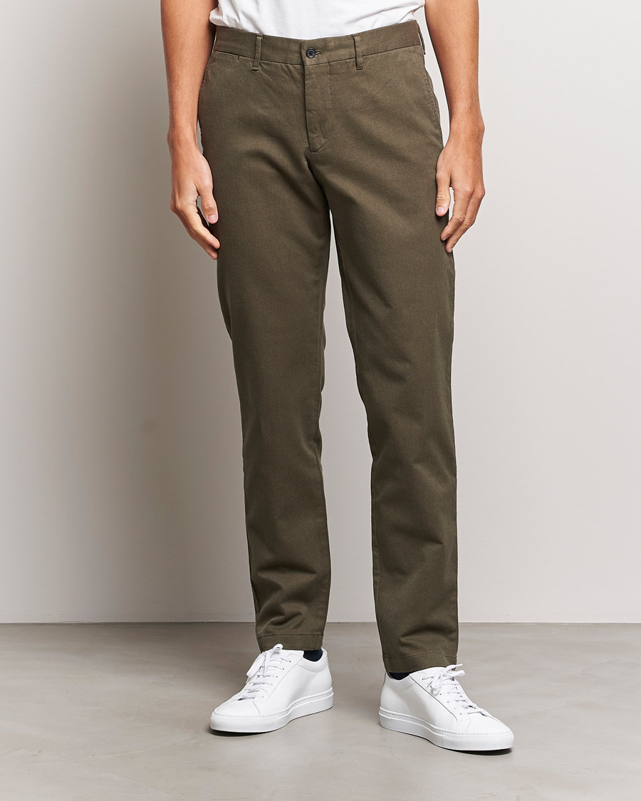 Herr | Byxor | J.Lindeberg | Chaze Flannel Twill Pants Forest Green