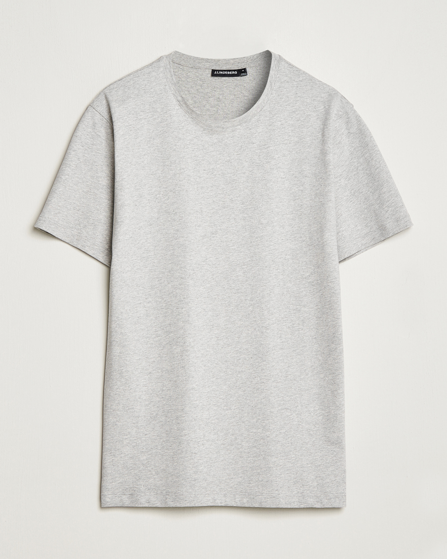 Herr | T-Shirts | J.Lindeberg | Sid Cotton Crew Neck Tee Light Grey Mel