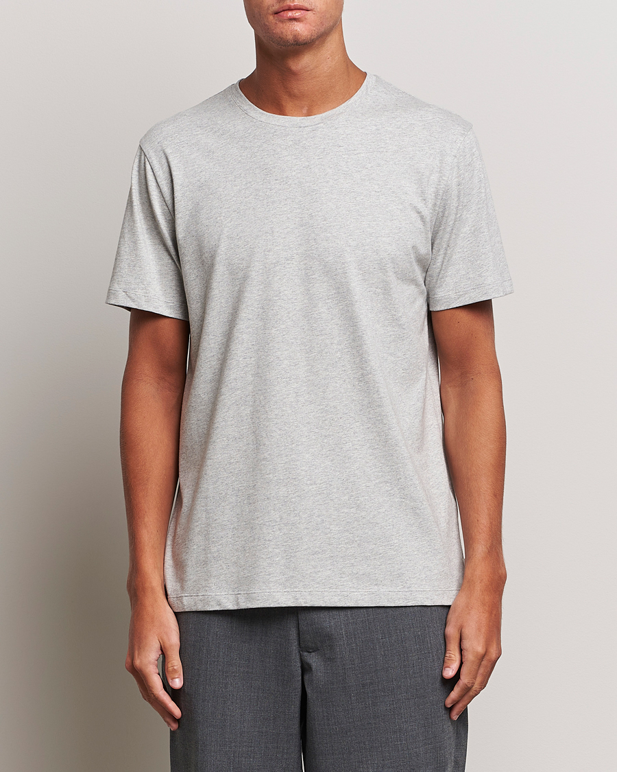 Herr | T-Shirts | J.Lindeberg | Sid Cotton Crew Neck Tee Light Grey Mel