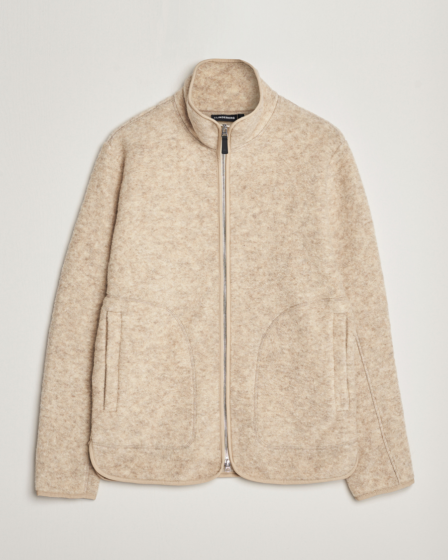 Herr | Tröjor | J.Lindeberg | Dustin Wool Fleece Jacket Oyster Grey