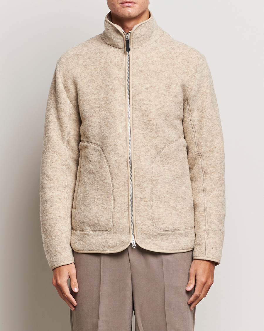 Herr | Tröjor | J.Lindeberg | Dustin Wool Fleece Jacket Oyster Grey