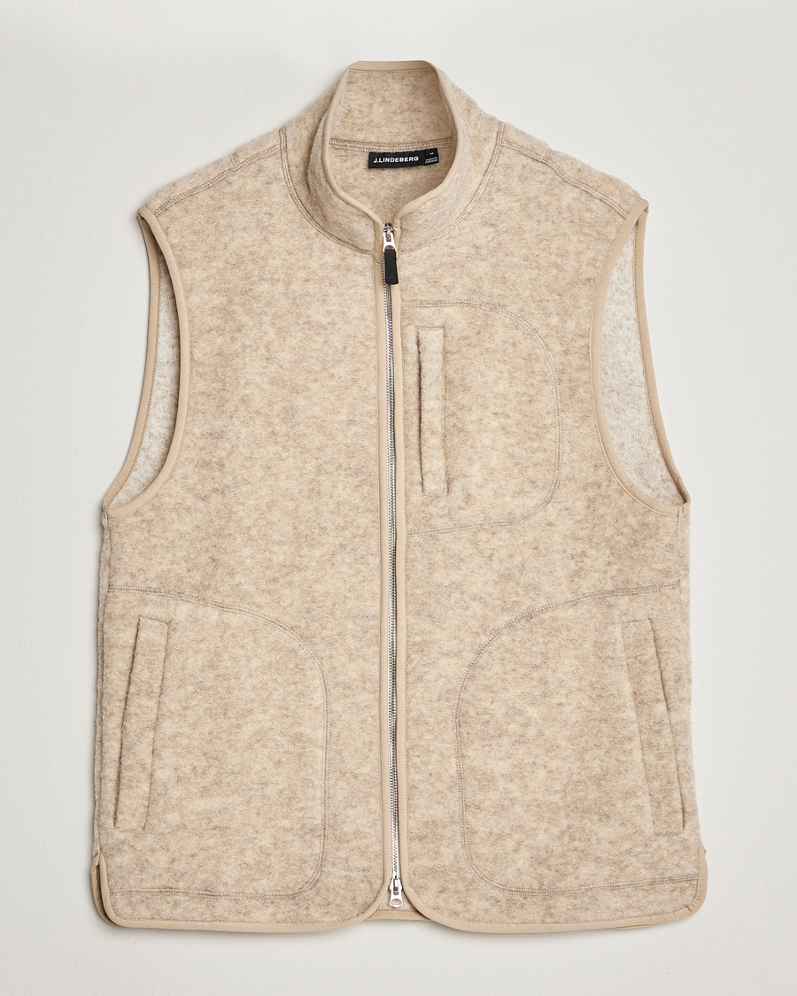 Herr | Tröjor | J.Lindeberg | Duncan Wool Fleece Vest Oyster Grey