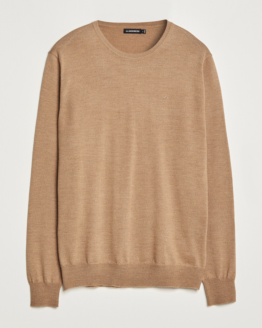 Herr | Tröjor | J.Lindeberg | Lyle True Merino Crew Neck Pullover Chipmunk Melange