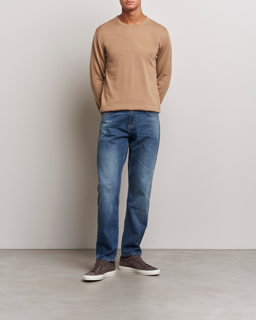 Herr | Tröjor | J.Lindeberg | Lyle True Merino Crew Neck Pullover Chipmunk Melange