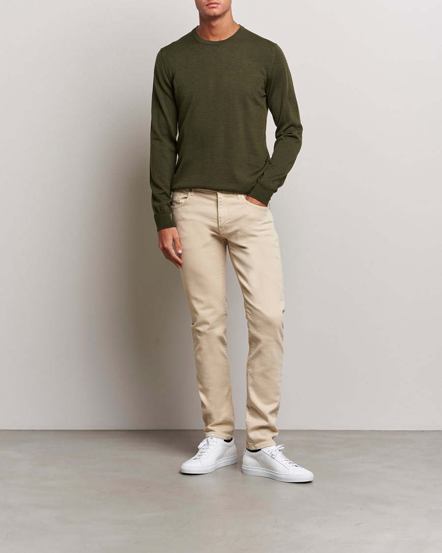 Herr | Tröjor | J.Lindeberg | Lyle True Merino Crew Neck Pullover Forest Green