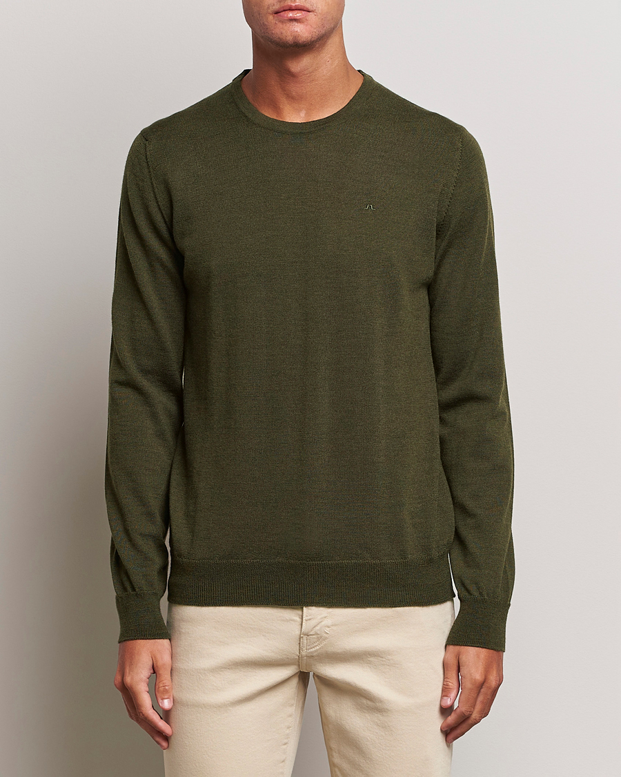 Herr | Tröjor | J.Lindeberg | Lyle True Merino Crew Neck Pullover Forest Green