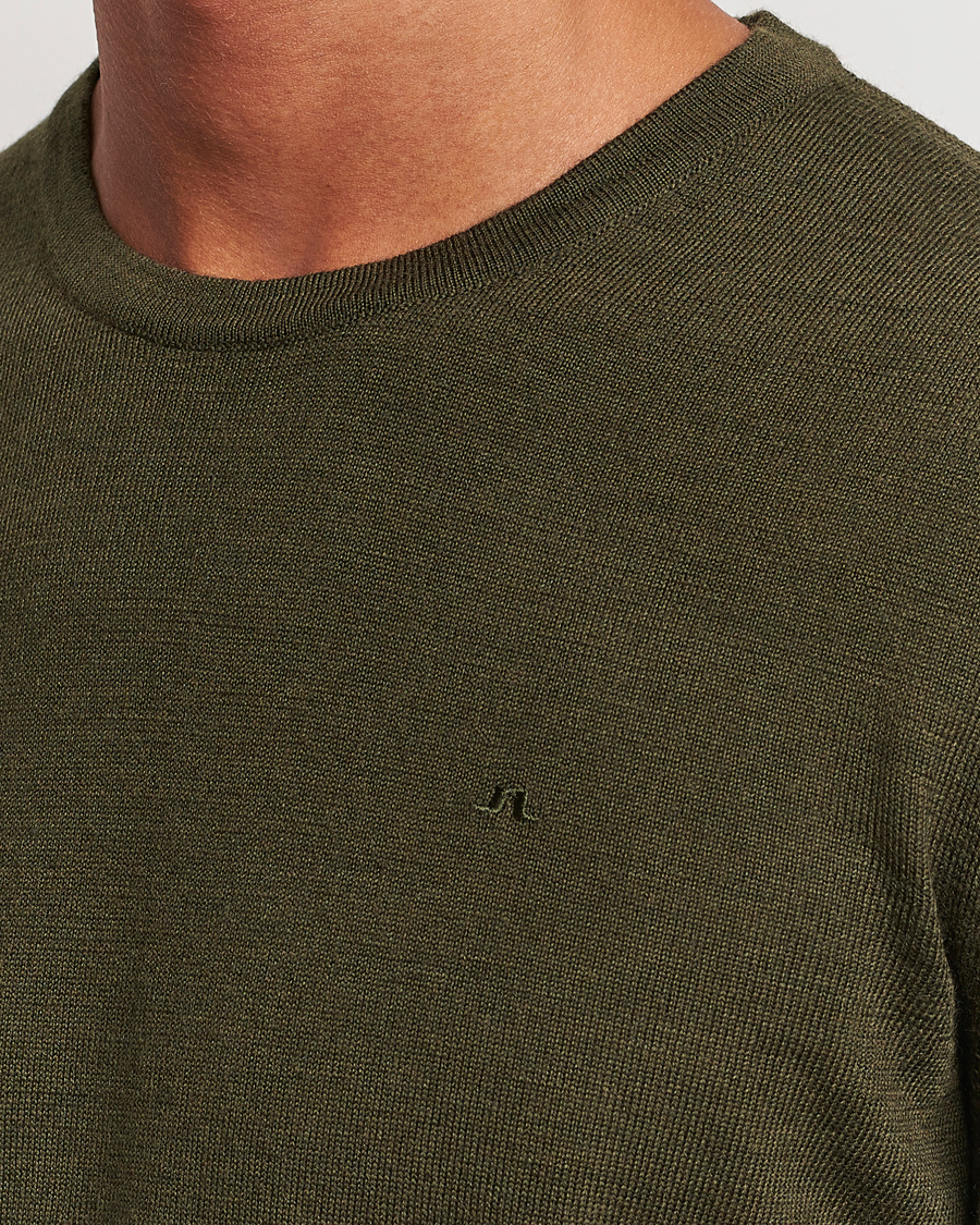 Herr | Tröjor | J.Lindeberg | Lyle True Merino Crew Neck Pullover Forest Green
