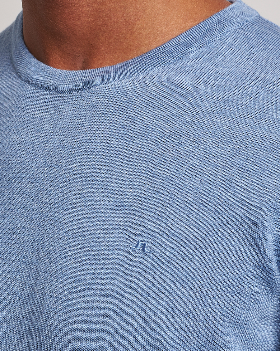 Herr | Tröjor | J.Lindeberg | Lyle True Merino Crew Neck Pullover Washed Denim Blue