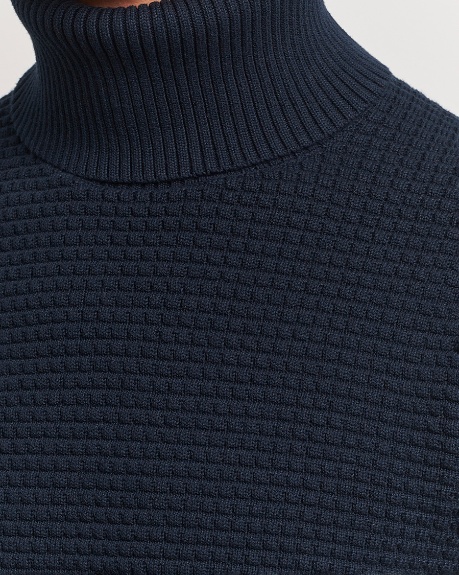 Herr | Tröjor | J.Lindeberg | Olivero Cotton Turtle Sweater Navy