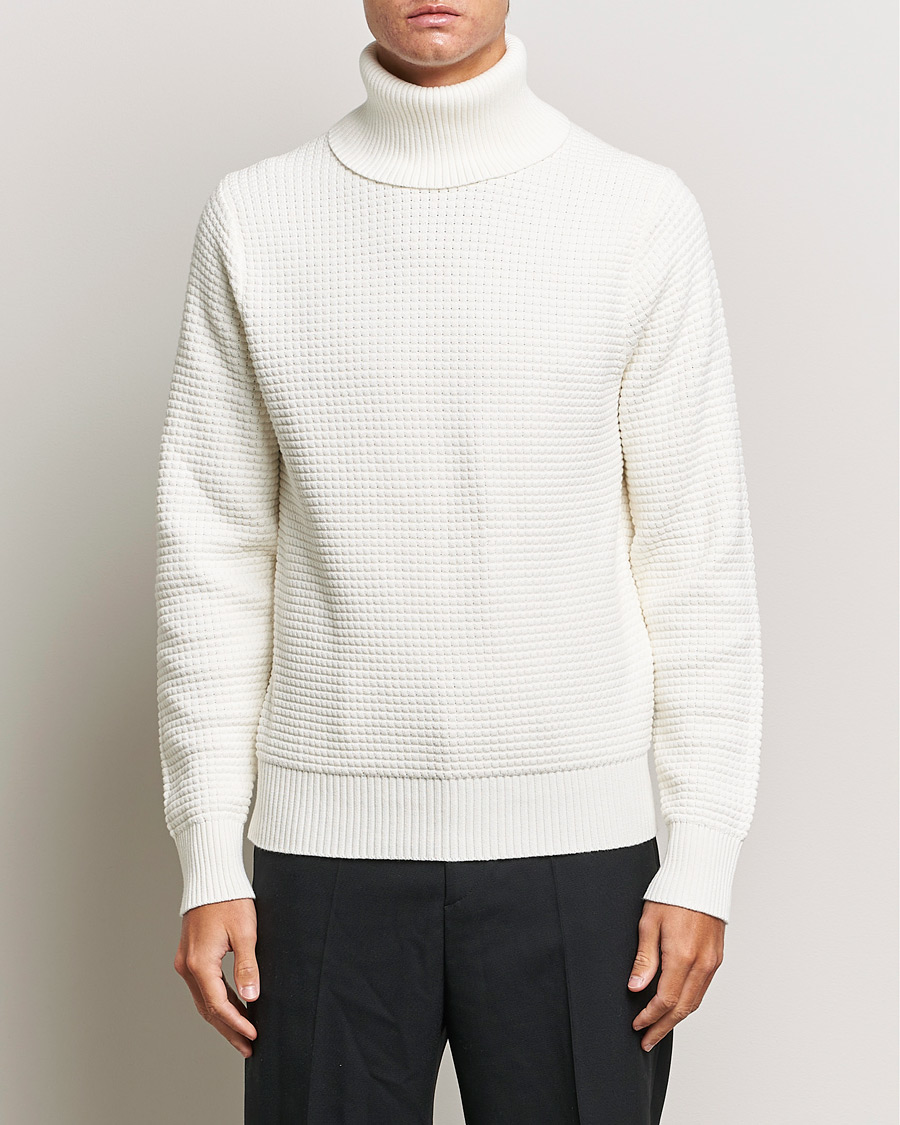 Herr | Tröjor | J.Lindeberg | Olivero Cotton Turtle Sweater Cloud White