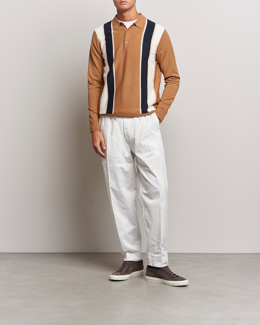 Herr | Tröjor | J.Lindeberg | Heden Striped Knitted Polo Chipmunk