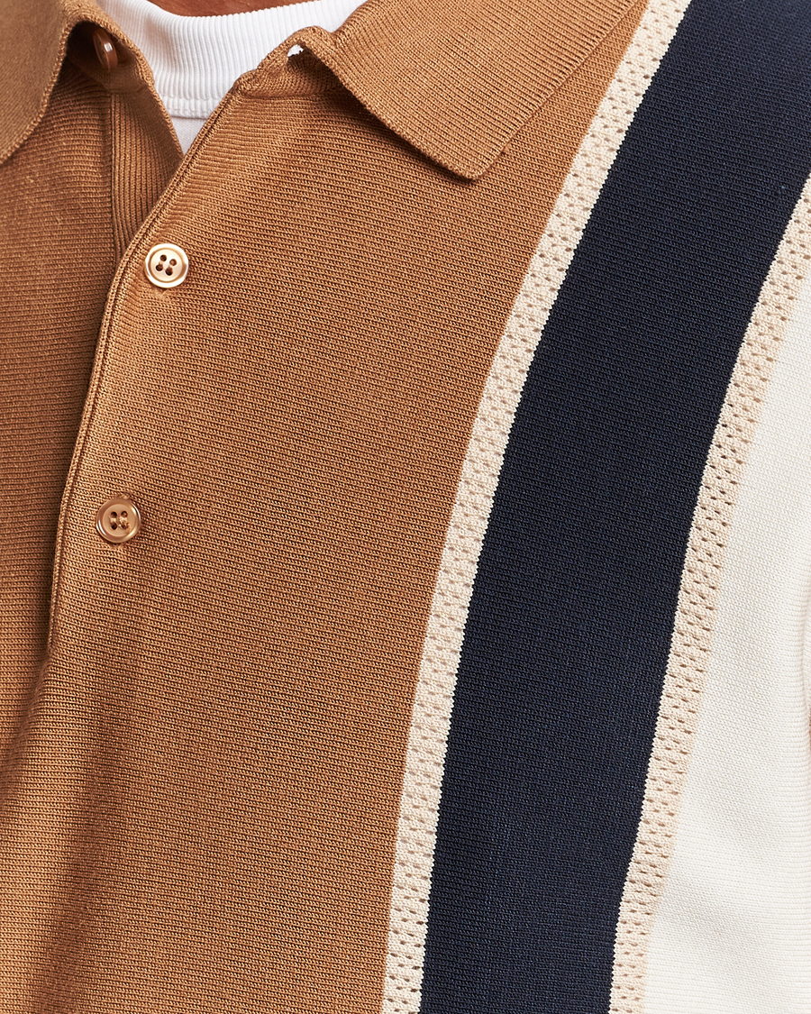 Herr | Tröjor | J.Lindeberg | Heden Striped Knitted Polo Chipmunk