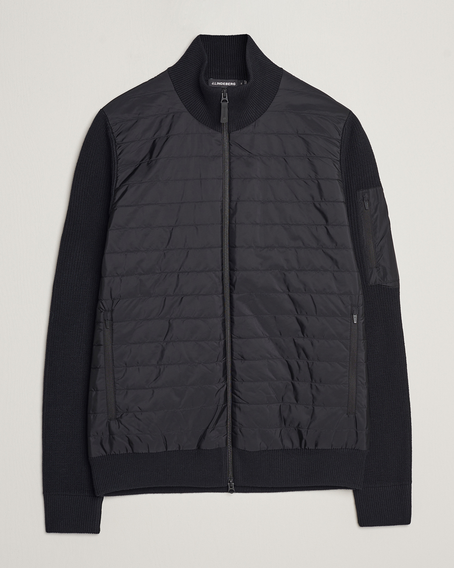 Herr | Tröjor | J.Lindeberg | Beck Knitted Hybrid Jacket Black