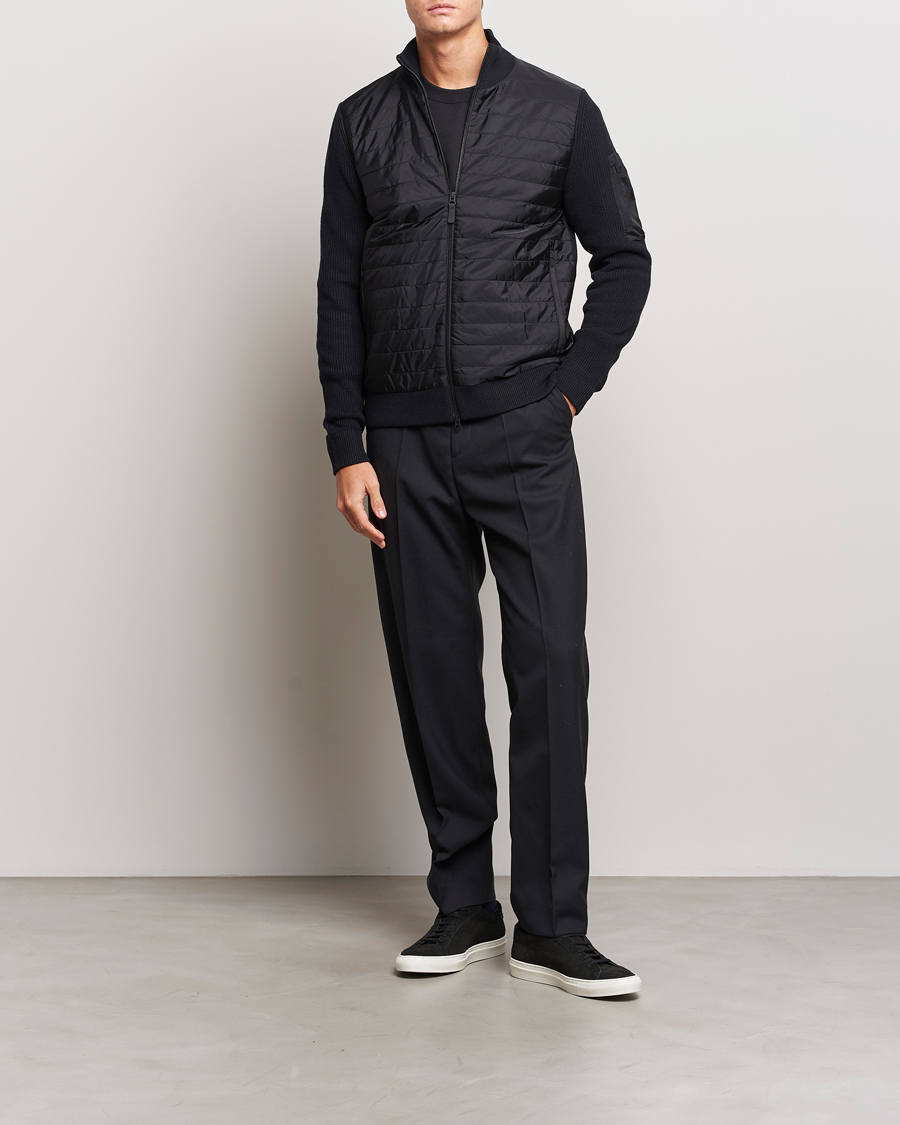 Herr | Tröjor | J.Lindeberg | Beck Knitted Hybrid Jacket Black
