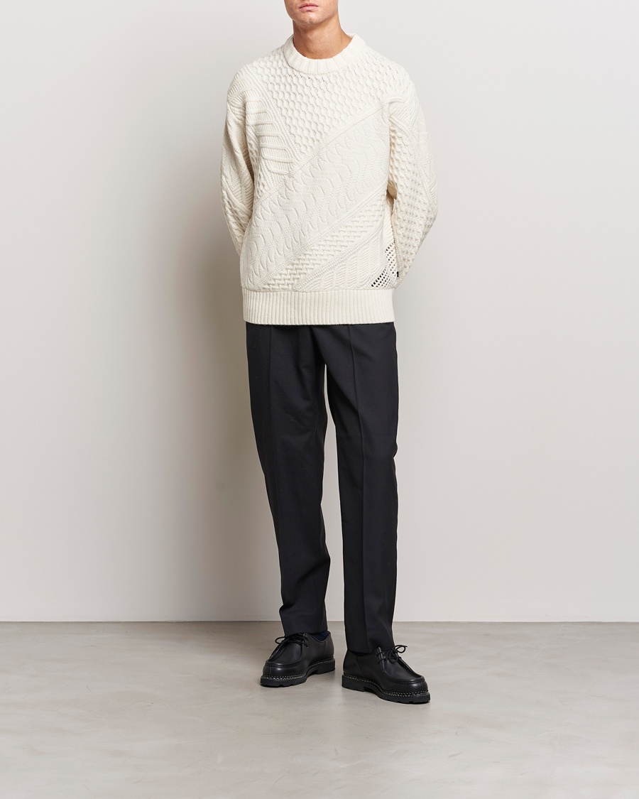 Herr | Tröjor | J.Lindeberg | Savio Cable Knit Mock Neck Cloud White